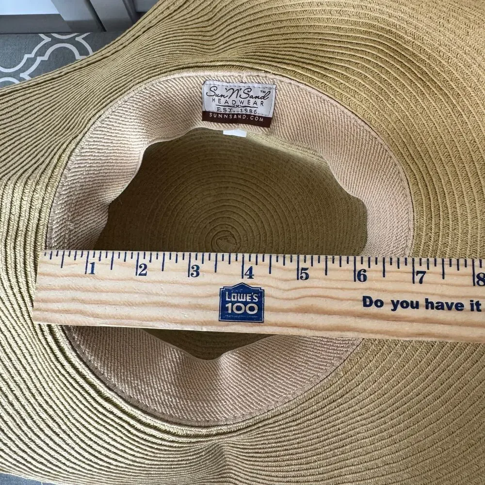 Sun and Sand Large Floppy Straw Beach Hat Summer Vacation Beach Pool Cruise Tan